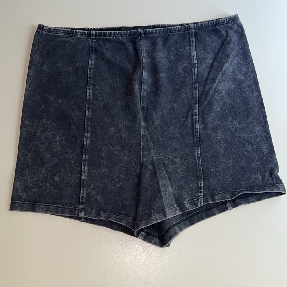 Aritzia Talula High Waist Black Acid Wash Bike Shorts